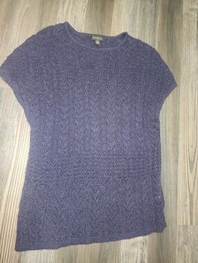 Apropos Sleeveless Sweater Open Knit Small Navy Blue Casual